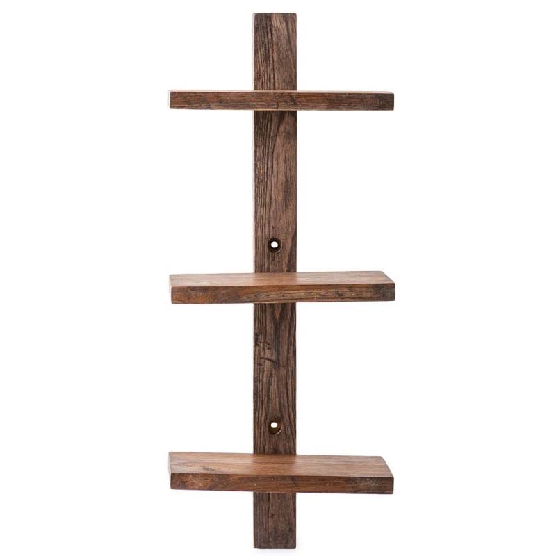 Floating Vertical Wall Shelf, 3-Shelf - Ebony